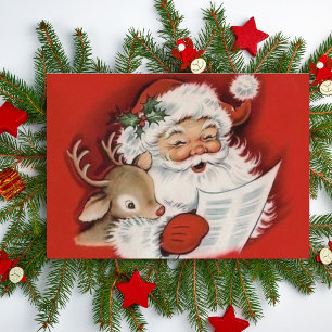 Vintage Jolly Santa mit Baby Rudolf Custom Feiertagskarte