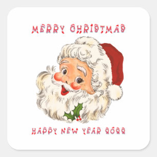 Vintage Jolly Santa Weihnachtsquadrat-Aufkleber Quadratischer Aufkleber
