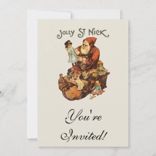 Vintage Jolly St. Nick Kunst Santa Weihnachten Einladung