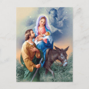 Vintage Joseph und Maria mit Jesuskind Postkarte