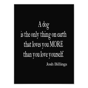 Vintage Josh Billings Hund Liebt Dich Selbst Zitat Fotodruck