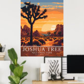 Vintage Joshua Tree National Park - Sunset  Poster (Heimbüro)