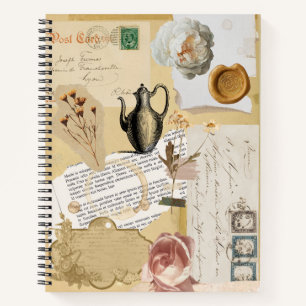 Vintage-Journal-Aufkleber Spiralblock Notizblock