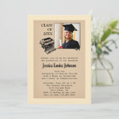 Vintage Journalismus-Abschluss-Foto-Einladung Einladung (Stehend Vorderseite)