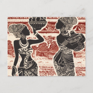 Vintage-Joy-Stammes-Afrikafrauen-Dorf Postkarte
