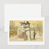 Vintage Joyeux Weihnachten Snowman & Woman Card (Vorne/Hinten)