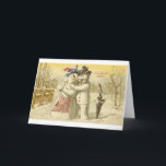 Vintage Joyeux Weihnachten Snowman & Woman Card<br><div class="desc">Vintage Christmas Angel Key Chains. Vintage and retro Christmas images from around the world. Vintage Santa, children, christmas trees, vintage toys and more. Many customizable designs ¢ â" please feel free to add your own text ¢ â" select from our wide variety of fonts and font colors. We have a...</div>