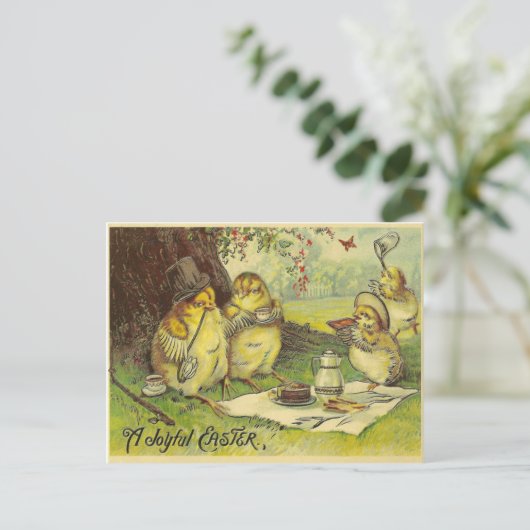 Vintage Joyful Easter Feiertagspostkarte (Stehend Vorderseite)