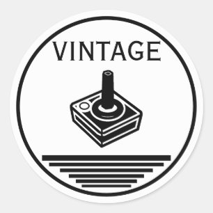 Vintage Joystick Runder Aufkleber