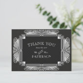 Vintage Jugendhochzeit Schwarz-weiß Dankeskarte (Stehend Vorderseite)