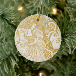 Vintage Jugendliche aus Gold Zeichnend Vintage Aes Keramik Ornament