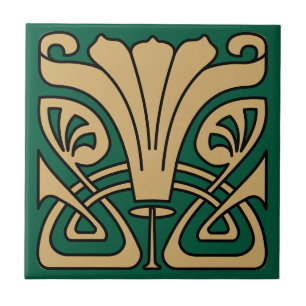 Vintage Jugendstil 1907 Blumenzarte Fliese