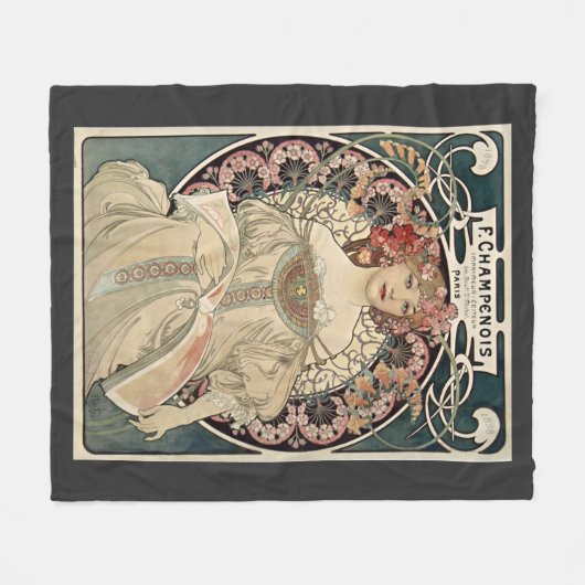 Vintage Jugendstil Alphonse Mucha Fleecedecke (Vorderseite (Horizontal))