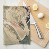 Vintage Jugendstil Alphonse Mucha Geschirrtuch (Viertel Falte)