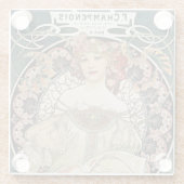 Vintage Jugendstil Alphonse Mucha Glasuntersetzer (Rückseite)
