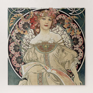 Vintage Jugendstil Alphonse Mucha Illustration Puzzle