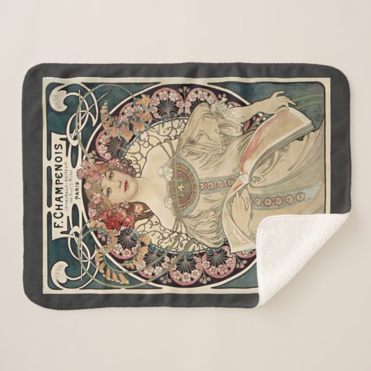 Vintage Jugendstil Alphonse Mucha Sherpadecke (Vorderseite (Horizontal))