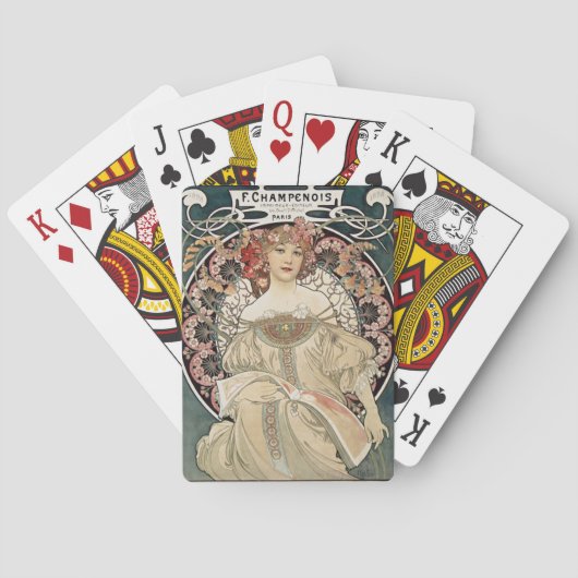 Vintage Jugendstil Alphonse Mucha Spielkarten (Rückseite)