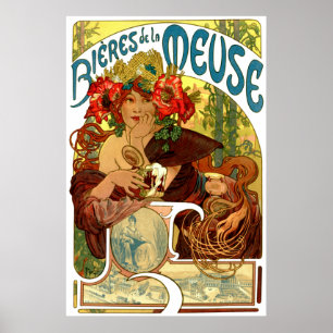 Vintage Jugendstil-Bierwerbung von Alphonse Mucha Poster