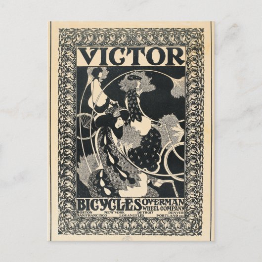 Vintage Jugendstil-Biketour Postkarte (Vorderseite)