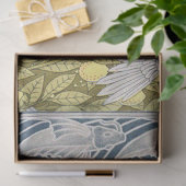 Vintage Jugendstil Blauer Fisch, Cockatoo und Lemo Seidenpapier (Geschenk)