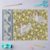 Vintage Jugendstil Blauer Fisch, Cockatoo und Lemo Seidenpapier (Basteln)