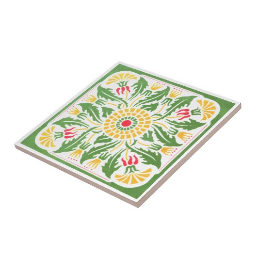Vintage Jugendstil-Blume Design Fliese (Seite)
