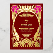 Vintage Jugendstil-Blume-Foliage Folieneinladung (Vorderseite)