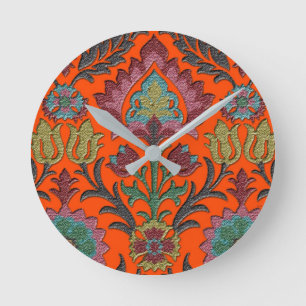 Vintage: Jugendstil Blumengarten Runde Wanduhr