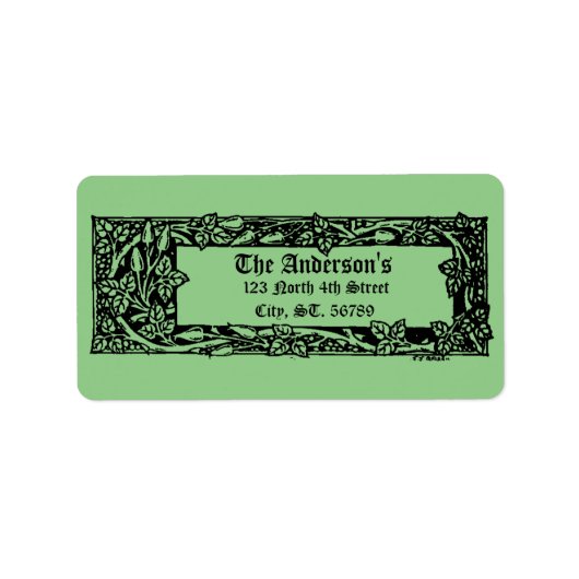 Vintage Jugendstil-Blumengrenze Adressaufkleber (Vorne)