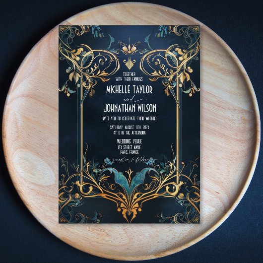 Vintage Jugendstil-Blumenrahmen Alfonse Mucha Einladung