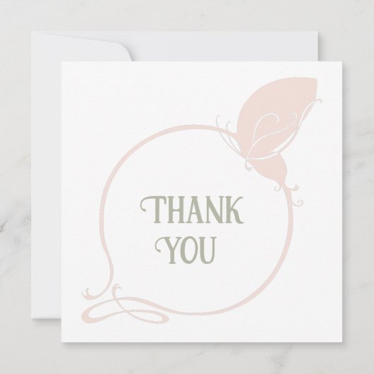 Vintage Jugendstil-Blush Pink Butterfly-Hochzeit Dankeskarte (Rückseite)
