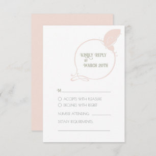 Vintage Jugendstil-Blush Pink Butterfly-Hochzeit RSVP Karte