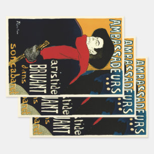 Vintage Jugendstil-Botschafter, Toulouse Lautrec Geschenkpapier Set