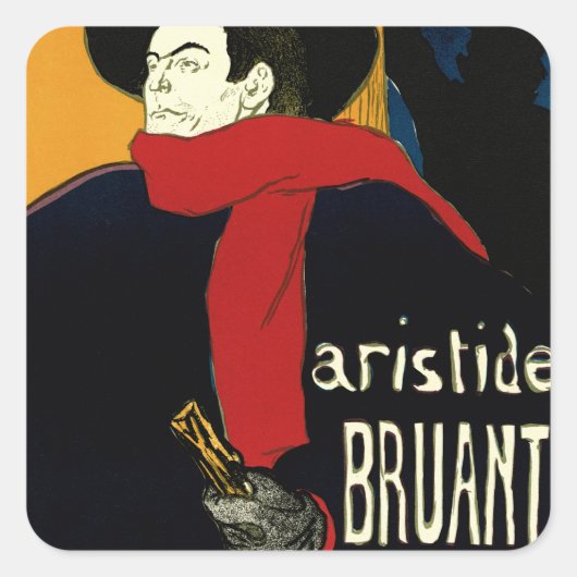 Vintage Jugendstil-Botschafter, Toulouse Lautrec Quadratischer Aufkleber (Vorderseite)