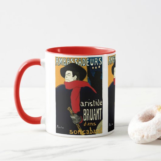 Vintage Jugendstil-Botschafter, Toulouse Lautrec Tasse (Mit Donut)
