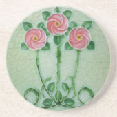 Vintage Jugendstil Crackle Glaze Runde Getränkeuntersetzer (Vorne)