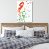 Vintage Jugendstil-Dame Champagne und Schmetterlin Leinwanddruck (Insitu (Schlafzimmer))