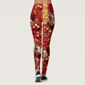 Vintage Jugendstil-Dekoelemente, Fernen und Kronle Leggings (Rückseite)