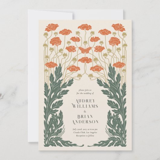 Vintage Jugendstil-Einladung Einladung (Vorderseite)