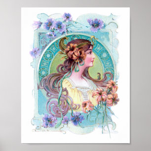 Vintage Jugendstil-Exotikfrau Poster