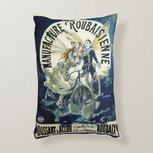 Vintage Jugendstil-Fairies, Fahrrad Pierrot Moon Dekokissen
