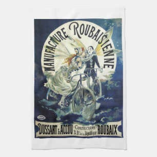 Vintage Jugendstil-Fairies, Fahrrad Pierrot Moon Geschirrtuch