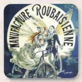 Vintage Jugendstil-Fairies, Fahrrad Pierrot Moon Getränkeuntersetzer (Vorderseite)
