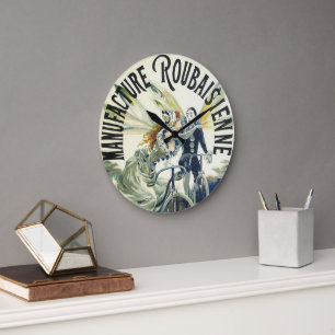 Vintage Jugendstil-Fairies, Fahrrad Pierrot Moon Große Wanduhr