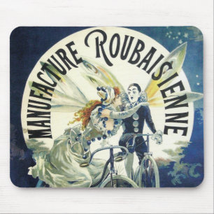 Vintage Jugendstil-Fairies, Fahrrad Pierrot Moon Mousepad