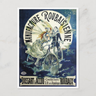 Vintage Jugendstil-Fairies, Fahrrad Pierrot Moon Postkarte