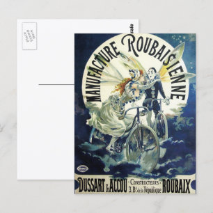 Vintage Jugendstil-Fairies, Fahrrad Pierrot Moon Postkarte