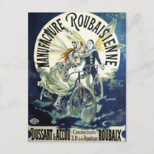 Vintage Jugendstil-Fairies, Fahrrad Pierrot Moon Postkarte