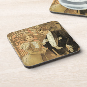 Vintage Jugendstil-Flirt-Kekse, Alphonse Mucha Getränkeuntersetzer